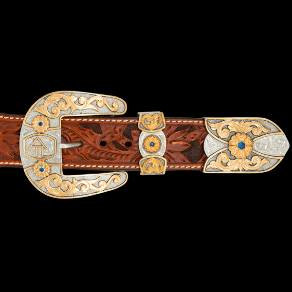 Alpine, Our 3 Piece, "Alpine" buckle highlights your ranch brand or initials in true western style. Crafted on stunning, hand engraved german silver and 